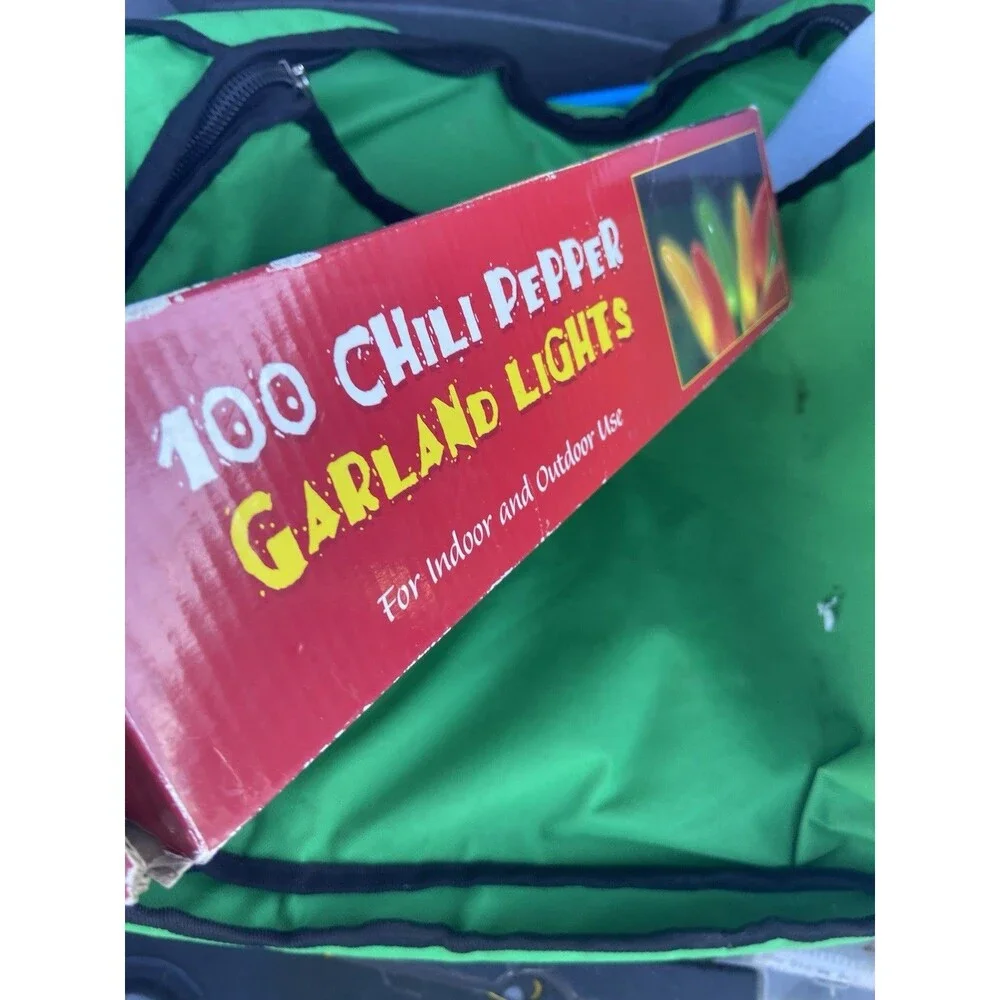 100 Chili Pepper Garland Lights Red Green Yellow Indoor Outdoor 9 ft New Tested